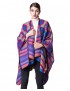 Women Poncho Scarf Cardigan Sweater Geometrical Print Warm