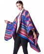 Women Poncho Scarf Cardigan Sweater Geometrical Print Warm