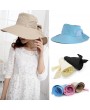 Fashion Women Sun Hat Foldable Wide Brim Self-tie Bow Summer Beach Floppy Cap Headwear Black