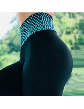 厂家直销亚马逊网红爆款蓝色点点数码印花瑜伽裤打底裤瑜伽服女