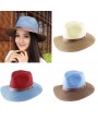 Korean Fashion Fedora Hat Leather Belt Color Block Panama Hat Beach Sun Straw Hat Unisex Blue&Coffee/Red&Blue/Beige&Khaki