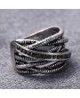 Stylish Unisex Old Classical Silver Color Springs Twine Rhinestone Ring