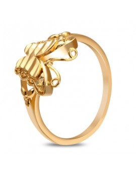 Stylish Jewelry 18K Electroplate Gold Color Dimensional Butterfly Ring for Women