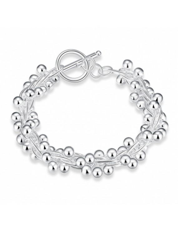 Round Silver Chain Grape Bracelet