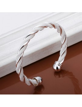 Twisted Wire Mesh Bracelet Round Shape Silver Bracelet