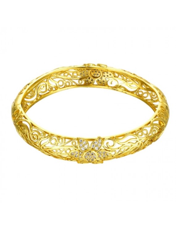 Z025-A Noble Zircon Carving Pattern Gold Bracelet