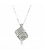 Silver Hollow Out Cube Light Glowing Pendant Necklace