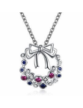 Christmas Zircon Necklace with A Bow