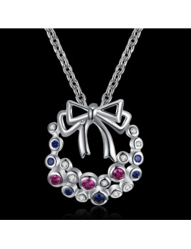 Christmas Zircon Necklace with A Bow