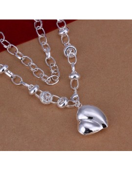 Fashion Jewelry Simple Silver Heart Pendant Necklace