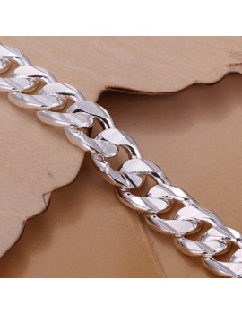 H032 Men\'s Geometric Silver Chain Bracelet