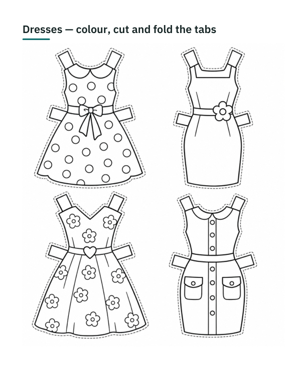 Preview of Printable Paper Doll Dress Templates